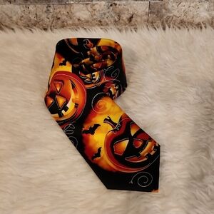 J.Garcia Halloween Pumpkin Jack-O'-Lantern Necktie - Black & Orange